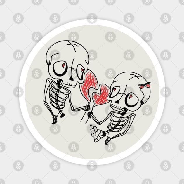 Skeleton Lovers Heart Love Art Magnet by Print Art Station